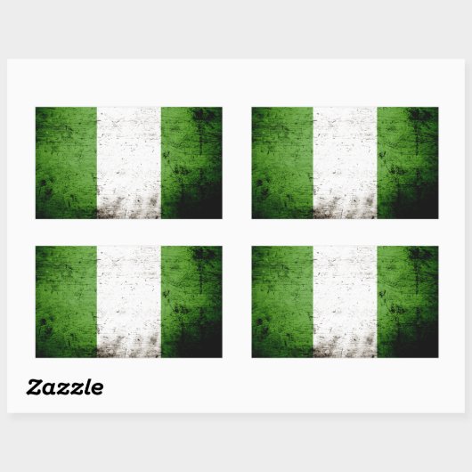 Black Grunge Nigeria Flag Rechthoekige Sticker (Vel)