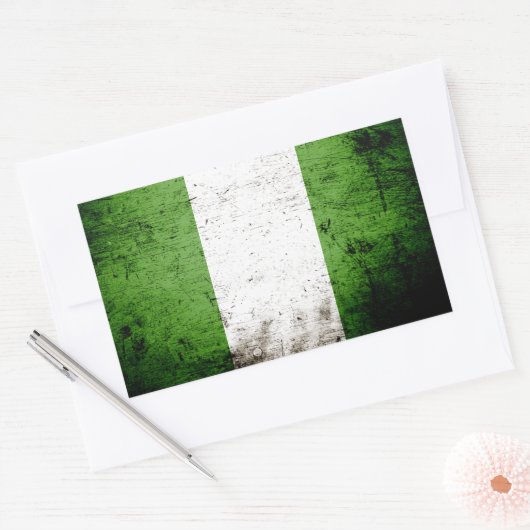 Black Grunge Nigeria Flag Rechthoekige Sticker (Envelop)