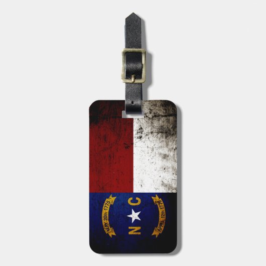 Black Grunge North Carolina State Flag Bagagelabel (Voorkant verticaal)