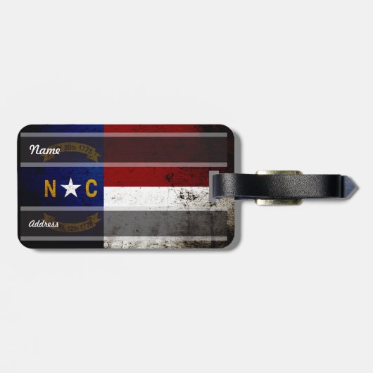 Black Grunge North Carolina State Flag Bagagelabel (Achterkant horizontaal)
