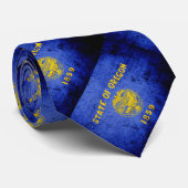 Black Grunge Oregon State Flag Stropdas (Opgerold)