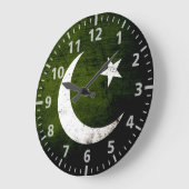 Black Grunge Pakistan Flag Grote Klok (Hoek)