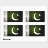 Black Grunge Pakistan Flag Rechthoekige Sticker (Vel)