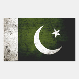 Black Grunge Pakistan Flag Rechthoekige Sticker