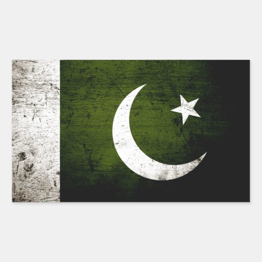 Black Grunge Pakistan Flag Rechthoekige Sticker (Voorkant)