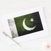 Black Grunge Pakistan Flag Rechthoekige Sticker (Envelop)