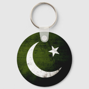 Black Grunge Pakistan Flag Sleutelhanger