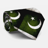 Black Grunge Pakistan Flag Stropdas (Opgerold)