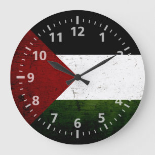 Black Grunge Palestine Flag Grote Klok