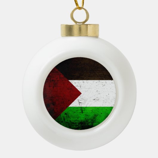 Black Grunge Palestine Flag Keramische Bal Ornament (Voorkant)