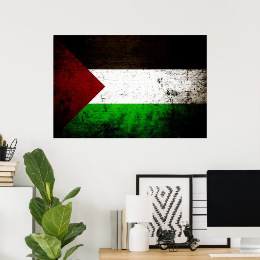Black Grunge Palestine Flag Poster (Thuiskantoor)