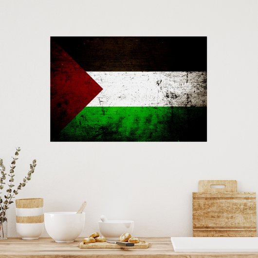 Black Grunge Palestine Flag Poster (Keuken)