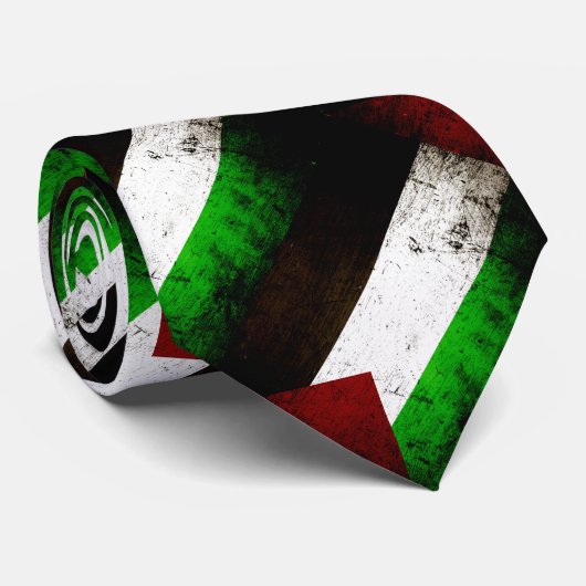 Black Grunge Palestine Flag Stropdas (Opgerold)