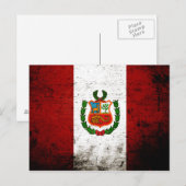 Black Grunge Peru Flag Briefkaart (Voorkant / Achterkant)