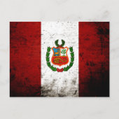 Black Grunge Peru Flag Briefkaart (Voorkant)