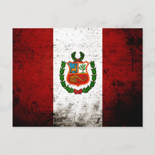 Black Grunge Peru Flag Briefkaart (Voorkant)