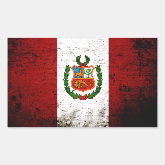 Black Grunge Peru Flag Rechthoekige Sticker (Voorkant)