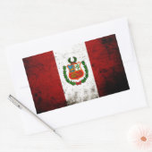 Black Grunge Peru Flag Rechthoekige Sticker (Envelop)