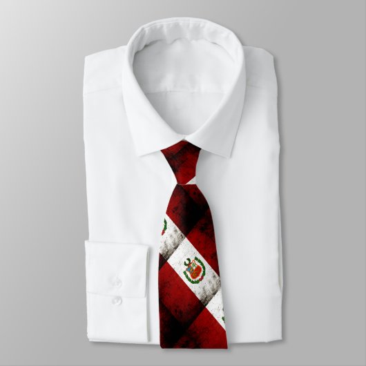 Black Grunge Peru Flag Stropdas (Gebonden)