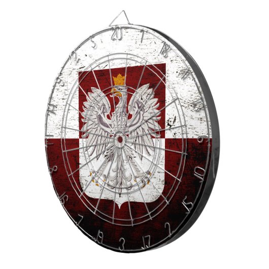 Black Grunge Poland Flag Dartbord (Voorkant Rechts)