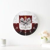 Black Grunge Poland Flag Grote Klok (Huis)