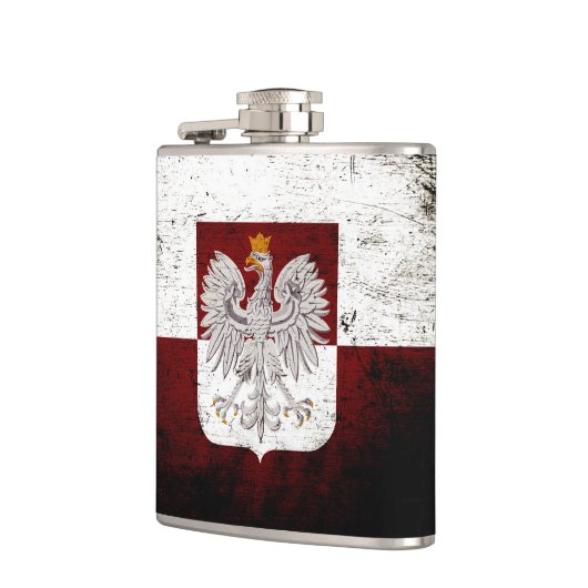 Black Grunge Poland Flag Heupfles (Links)