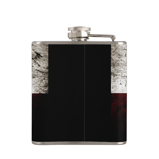 Black Grunge Poland Flag Heupfles (Achterkant)