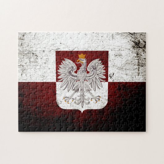 Black Grunge Poland Flag Legpuzzel (Horizontaal)