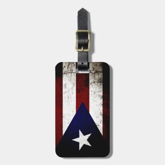 Black Grunge Puerto Rico Flag Bagagelabel (Voorkant verticaal)