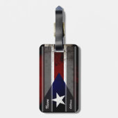 Black Grunge Puerto Rico Flag Bagagelabel (Achterkant verticaal)
