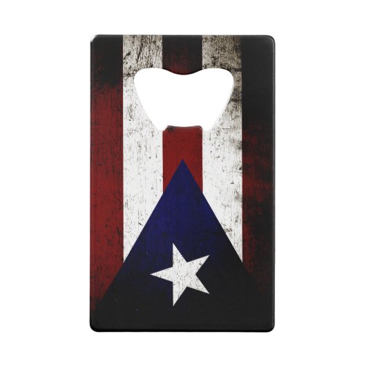 Black Grunge Puerto Rico Flag Creditkaart Flessenopener (Voorkant)