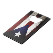 Black Grunge Puerto Rico Flag Creditkaart Flessenopener (Achterkant Gekanteld)