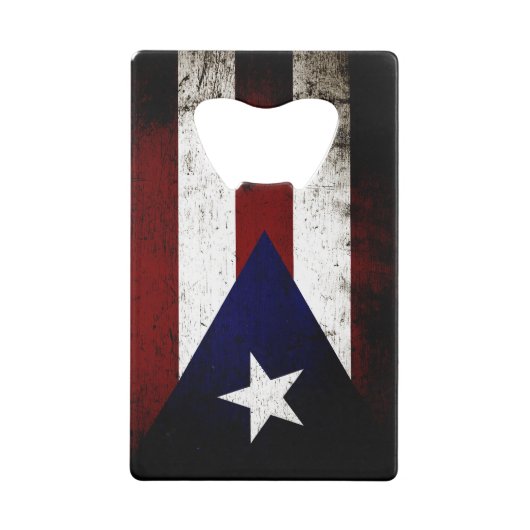 Black Grunge Puerto Rico Flag Creditkaart Flessenopener (Achterkant)