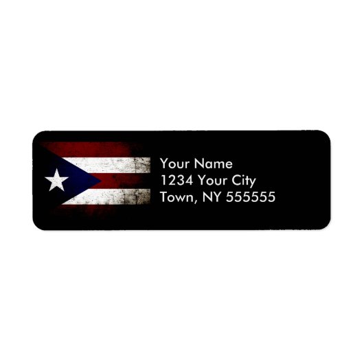 Black Grunge Puerto Rico Flag Etiket (Voorkant)