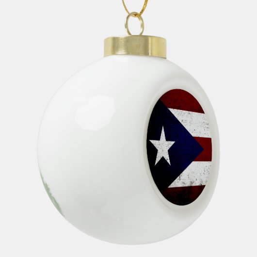 Black Grunge Puerto Rico Flag Keramische Bal Ornament (Links)