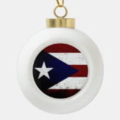 Black Grunge Puerto Rico Flag Keramische Bal Ornament (Voorkant)