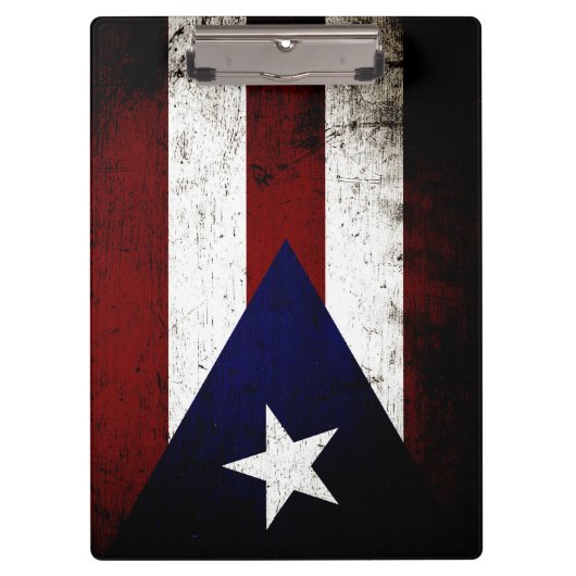 Black Grunge Puerto Rico Flag Klembord (Voorkant)