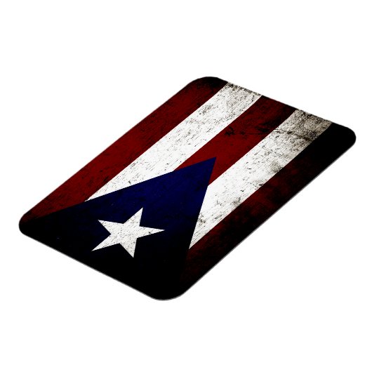 Black Grunge Puerto Rico Flag Magneet (Linkerzijde)