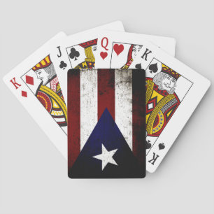 Black Grunge Puerto Rico Flag Pokerkaarten