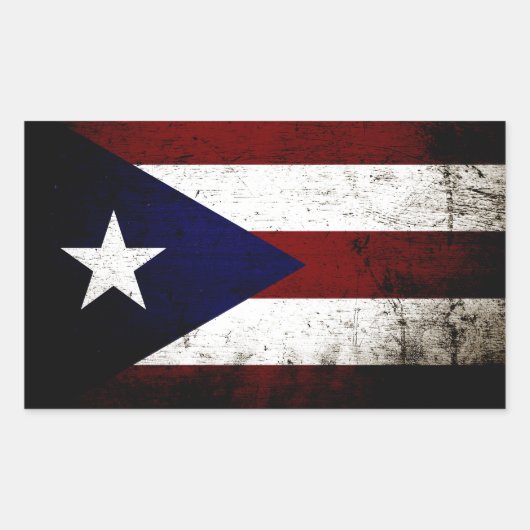 Black Grunge Puerto Rico Flag Rechthoekige Sticker (Voorkant)