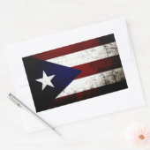 Black Grunge Puerto Rico Flag Rechthoekige Sticker (Envelop)
