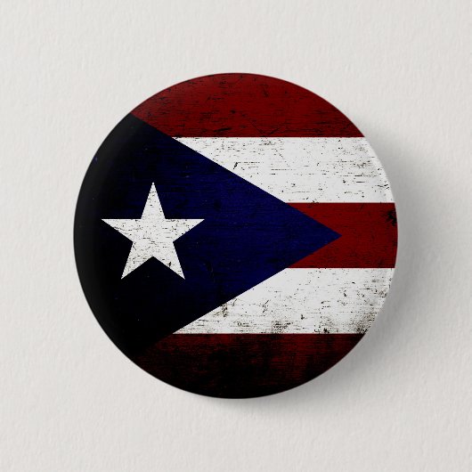 Black Grunge Puerto Rico Flag Ronde Button 5,7 Cm (Voorkant)