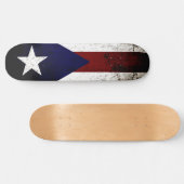 Black Grunge Puerto Rico Flag Skateboard (Horizontaal)