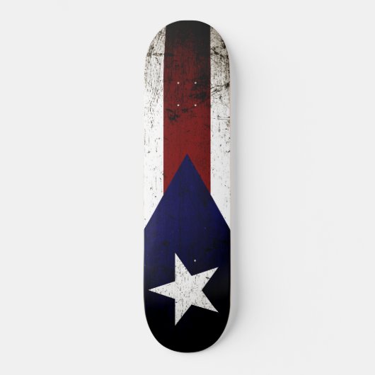Black Grunge Puerto Rico Flag Skateboard (Voorkant)