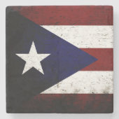 Black Grunge Puerto Rico Flag Stenen Onderzetter (Voorkant)
