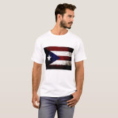 Black Grunge Puerto Rico Flag T-shirt (Voorkant volledig)