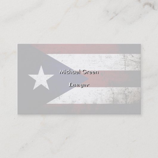 Black Grunge Puerto Rico Flag Visitekaartje (Voorkant)