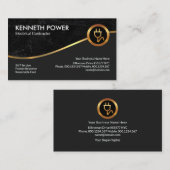 Black Grunge Royal Gold Wave Electrical Contractor Visitekaartje (Voorkant / Achterkant)