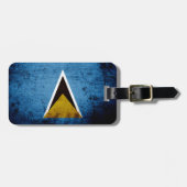 Black Grunge Saint Lucia Flag Bagagelabel (Voorkant horizontaal)