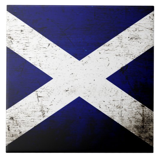 Black Grunge Scotland Flag Tegeltje (Voorkant)